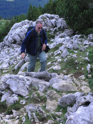 Dad climbing Debela Pec