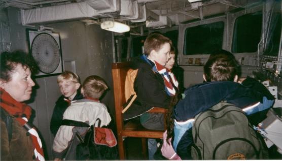 Cubs on the bridge of HMS Belfast