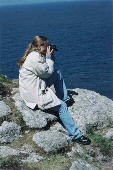 Laura birdwatching.